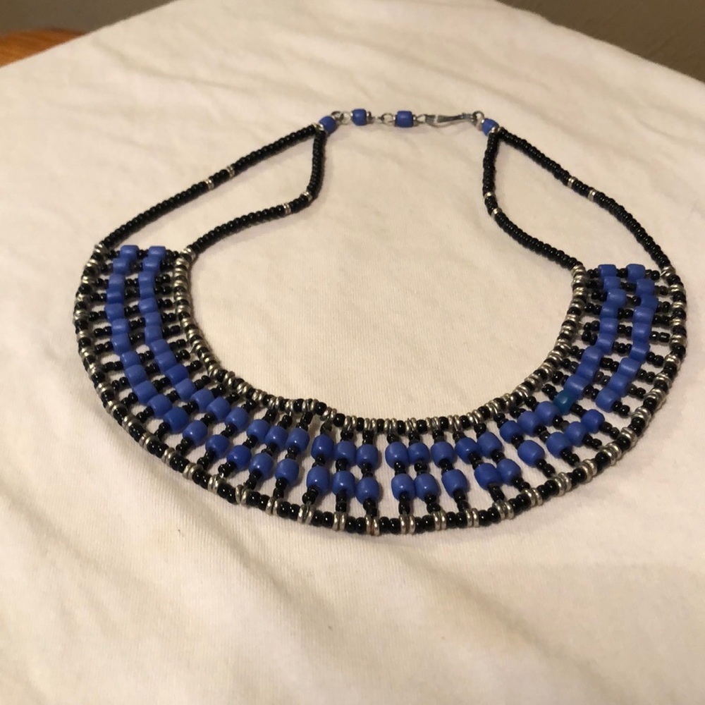 Black and blue beaded necklace
